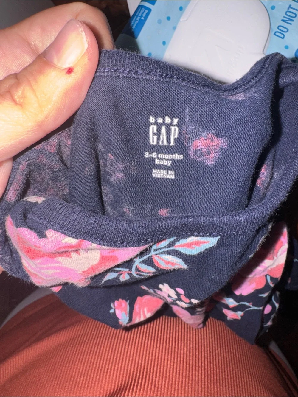 GAP Navy Blue Baby Bodysuit with Pink Floral Print
